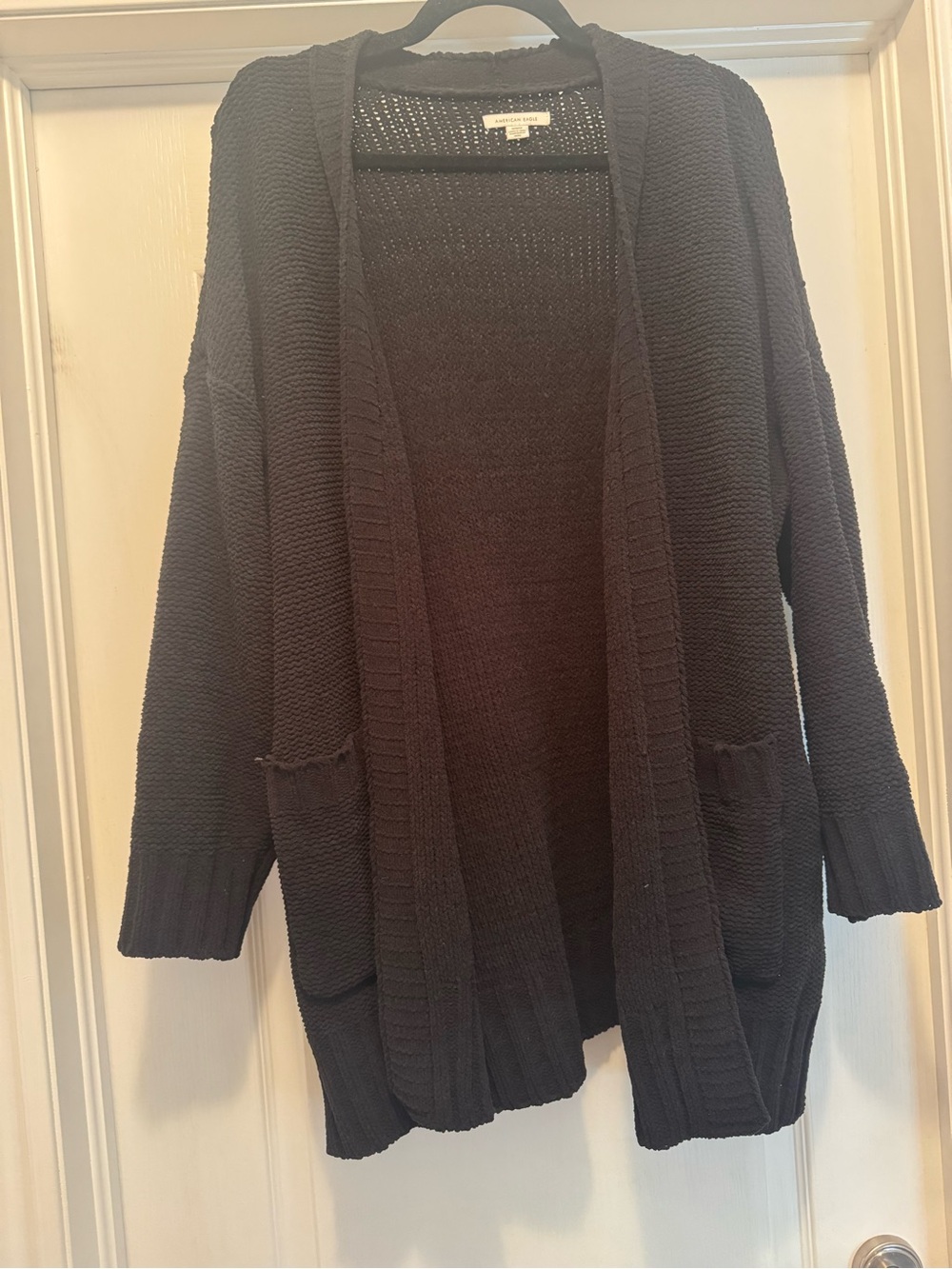 American Eagle Open-Front Black Knit Cardigan Sweater
